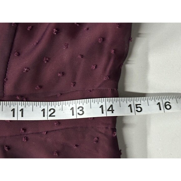 Modcloth Apogee of Elegance Swiss Dot Chiffon Burgundy Fit Flare Dress 6 AQ3513f - Picture 13 of 16